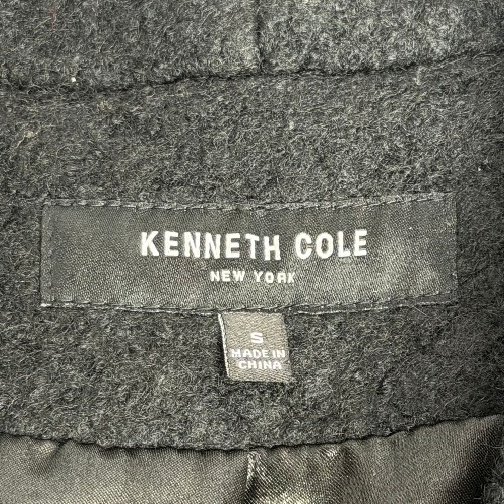 Kenneth Cole Wool Blend Asymmetrical Boucle Walker Coat Black Womens Small S - Picture 9 of 12